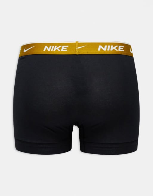 Nike - Everyday Cotton Stretch - Pakke med 3 par boksershorts i sort med linning i kontrastfarve, 2 af 4