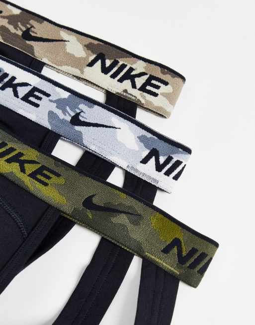 Nike - Everyday - Cotton Stretch - Set van 3 suspensoirs in zwart met tailleband in camouflageprint, 2 van 4