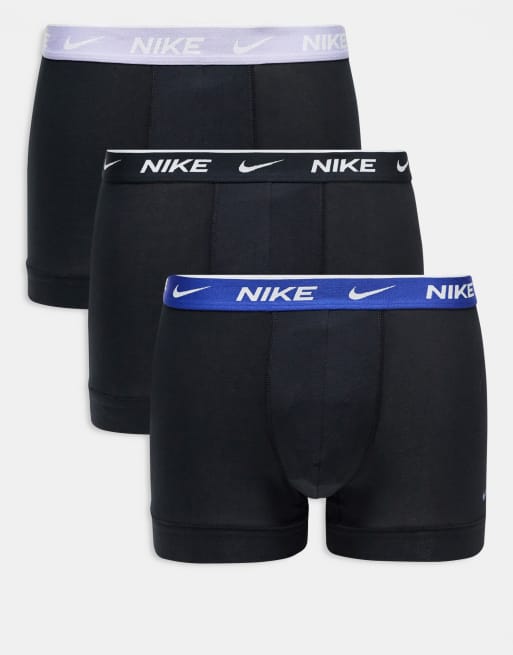 Nike – Everyday Cotton – Zestaw 3 par czarnych bokserek z elastycznej bawełny z taśmą w talii