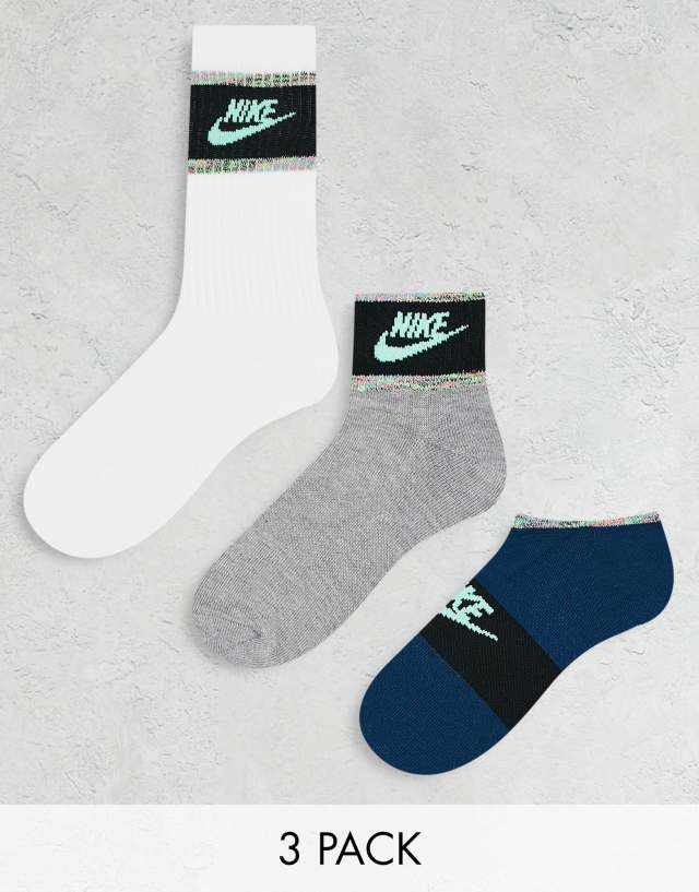 Nike everyday cushion 3 pack crew sock in multi