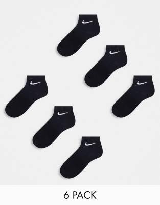 Nike Everyday Cushioned 6 Pack Ankle Socks In Black