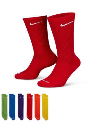 NIKE EVERYDAY CUSHIONED 6 PACK QUARTER SOCKS IN MULTI