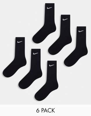 Nike Everyday Cushioned 6 Pack Socks In Black