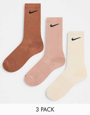 Nike Everyday Cushioned Crew Socks In Nude Tones 3 Pack-multi