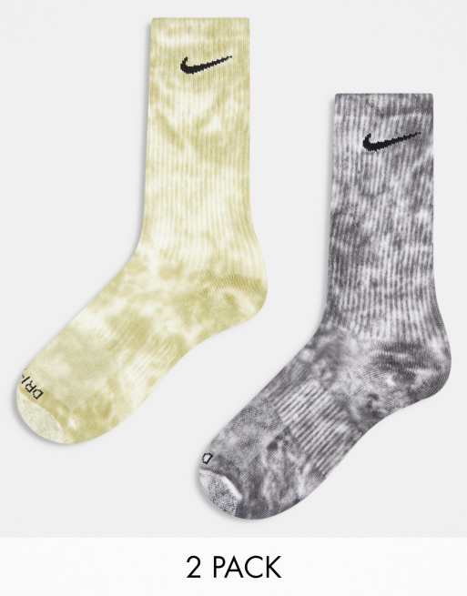 Nike - Everyday Cushioned Plus - Confezione da 2 paia di calzini imbottiti tie-dye multicolore