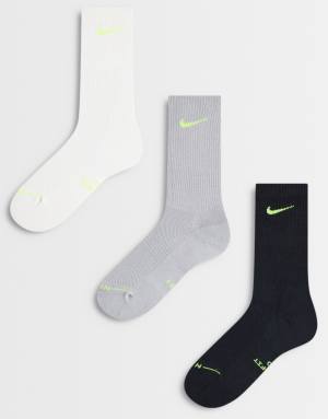 Nike Everyday Elevate 3 pack crew socks in neon multi