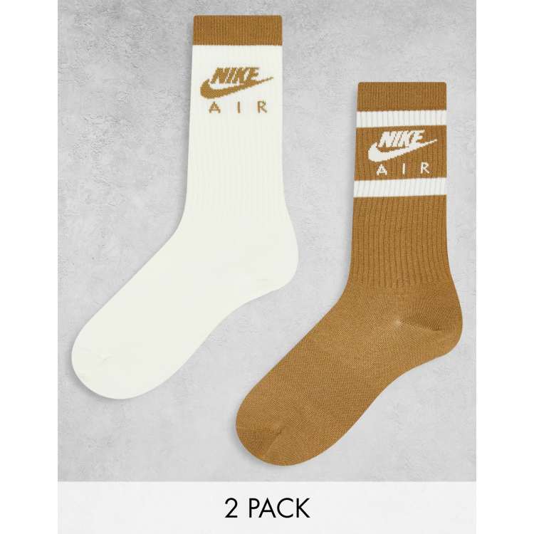 Nike Everyday Essential pack socks in brown/cream |