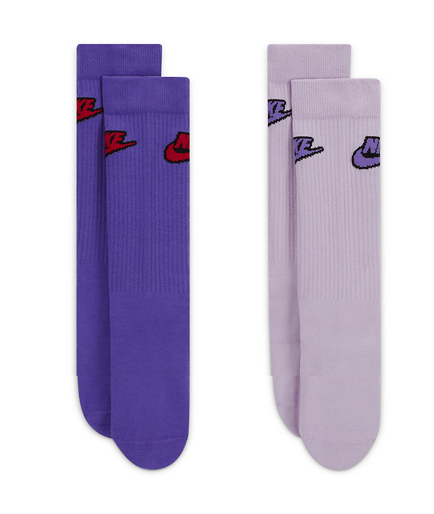 Nike Everyday Essential 2 pack socks in purple/pink-Multi