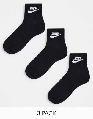 Nike Everyday Essential Ankle Sock 3 Pack In Black & White In Black