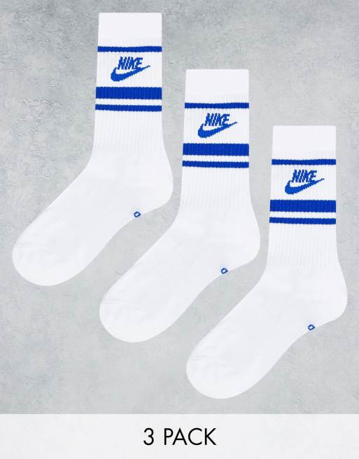 Nike Everyday Essential 3 pack ankle socks in white & blue