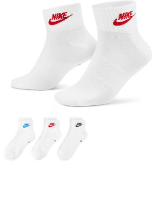 Nike Everyday Essential 3 pack ankle socks in white/multi