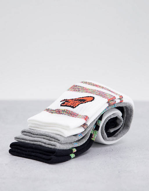 Underwear & Socks Socks/Nike Everyday Essential 3 pack socks in black/grey/white with coloured logo 