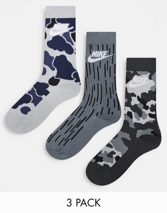 Nike Everyday Essential camo 3 pack crew socks in multi