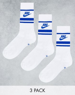 Nike - Everyday Essential - Lot de 3 paires de chaussettes - Blanc et bleu
