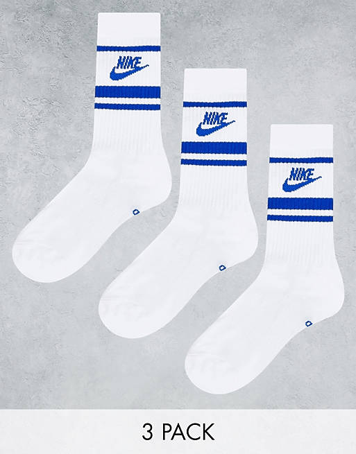 Nike - Everyday Essential - Lot de 3 paires de chaussettes - Blanc et bleu