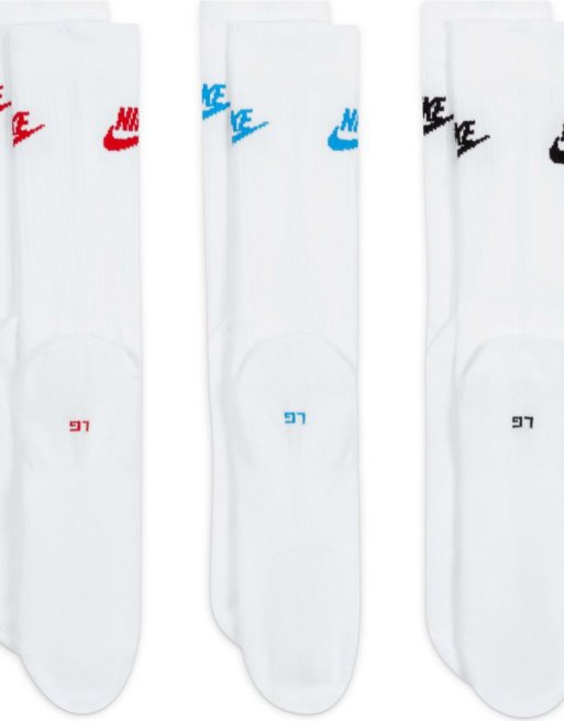 Nike – Everyday Essential – Zestaw 3 par białych skarpetek z kolorowym logo, 2 z 4