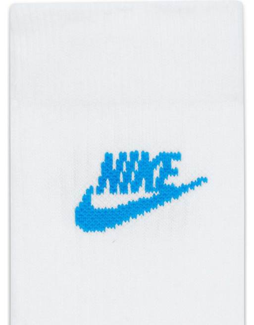 Nike – Everyday Essential – Zestaw 3 par białych skarpetek z kolorowym logo, 3 z 4