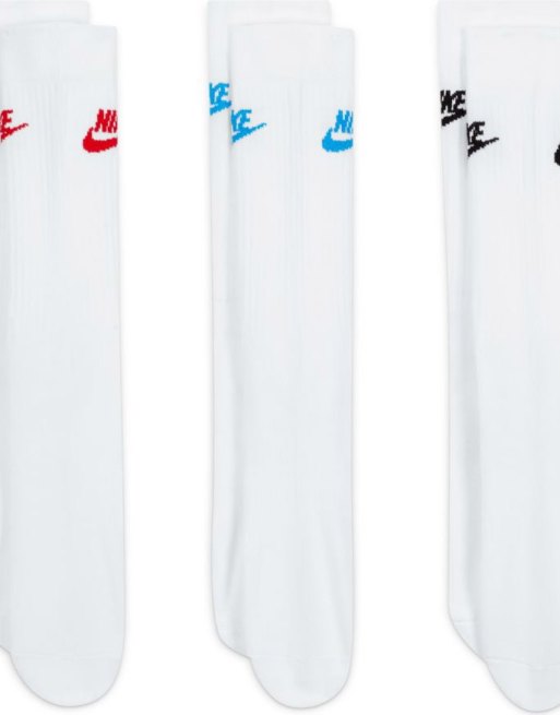 Nike – Everyday Essential – Zestaw 3 par białych skarpetek z kolorowym logo, 4 z 4