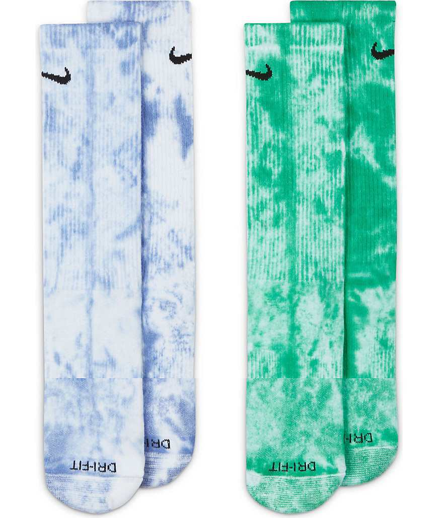 Nike Everyday Essentials 2-pack tie-dye socks in purple and green