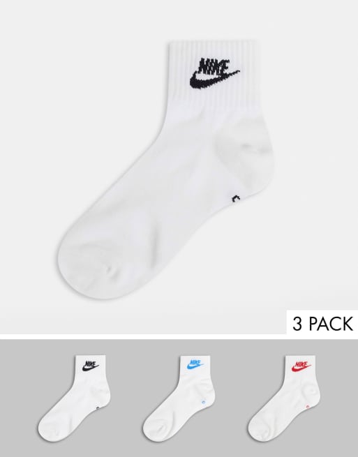 Nike Everyday Essentials 3-pack socks in white with color logos | ASOS