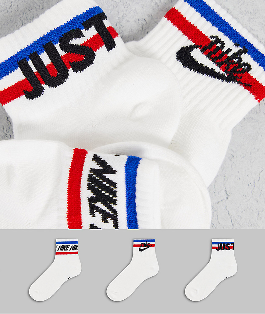 Nike Everyday Essentials Anniversary 3-pack quarter socks in white