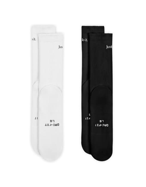 Nike Everyday Just Do It 2 pack crew socks in black and white , 4 of 4