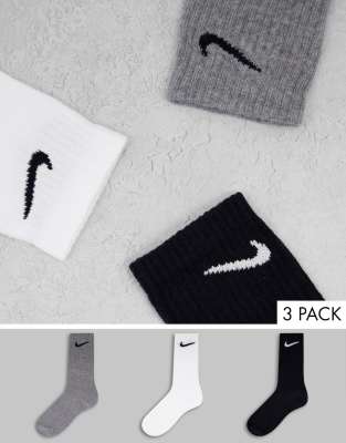 Nike Everyday Lightweight 3 Pack Socks In Gray Multi