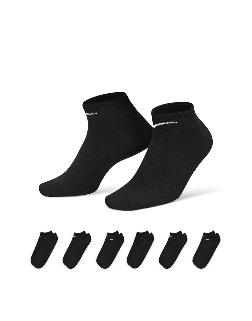 Nike Everyday Lightweight 6 Pack Sneaker Socks In Black