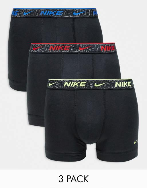 Nike - Everyday - Lot de 3 boxers en coton stretch à taille colorée - Noir