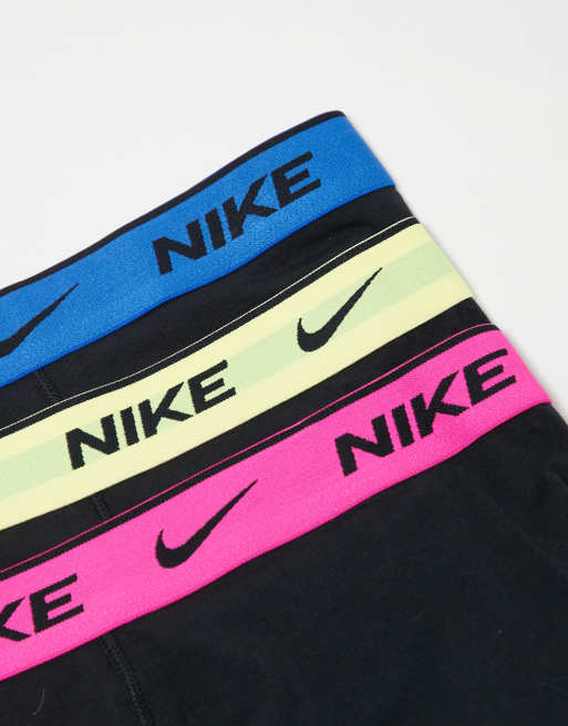 Nike - Everyday - Lot de 3 boxers en coton stretch avec taille fluo - Noir, 2 de 4
