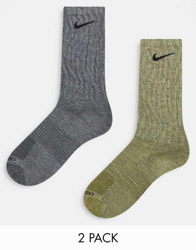 Nike Everyday Plus 2 pack crew socks in multi