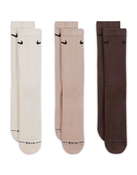 Nike Everyday Plus 3 pack crew socks in brown and beige - view 1