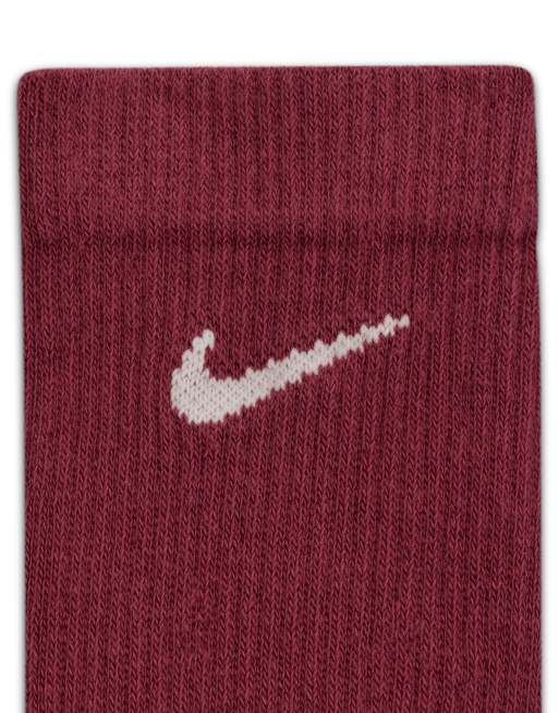 Nike Everyday Plus 3 pack crew socks in pink and brown , 2 of 3