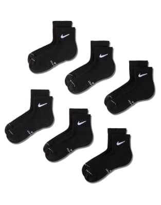 Nike Everyday Plus 6 Pack Ankle Socks In Black
