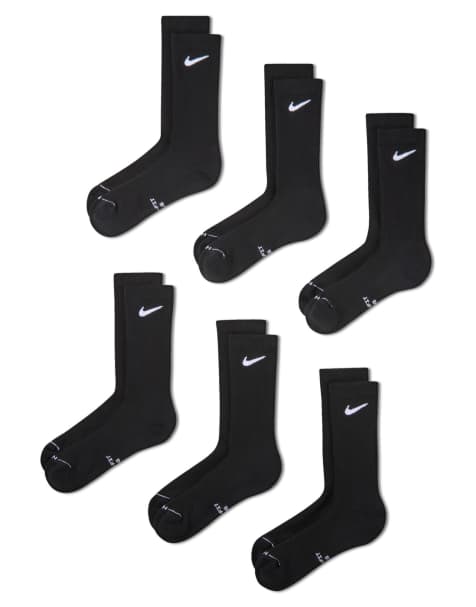 Nike Everyday Plus 6 pack crew socks in black - view 1
