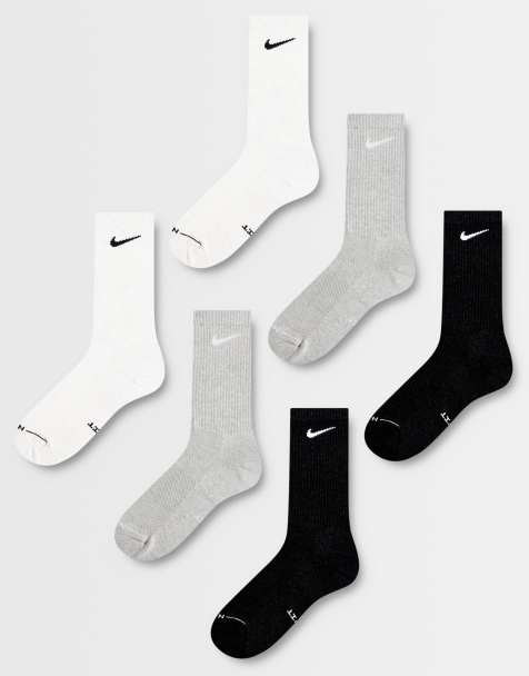 Nike Everyday Plus 6 pack crew socks in gray, black and white - view 1