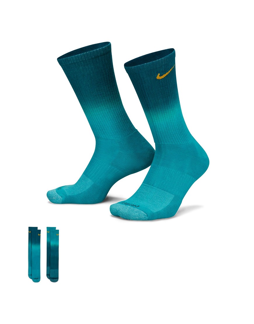 Nike Everyday Plus Cushioned 2 pack crew socks in blue-Multi