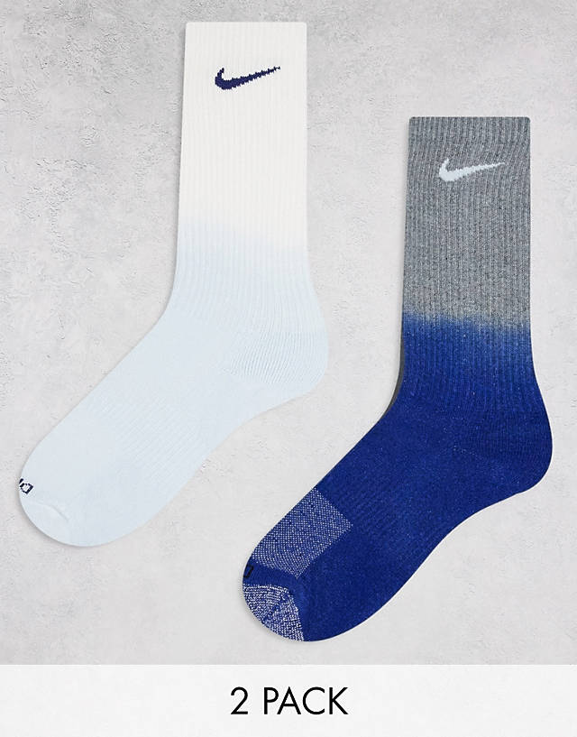 Nike - everyday plus cushioned 2 pack crew socks in blue