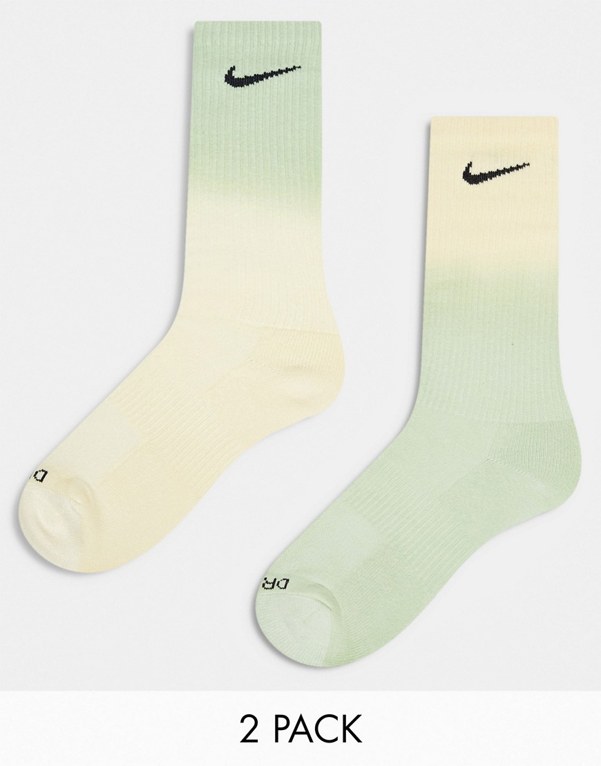 Nike Everyday Plus Cushioned 2 pack crew socks in green-Multi