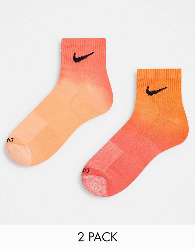 Nike Everyday Plus Cushioned 2 pack quarter sock in multi