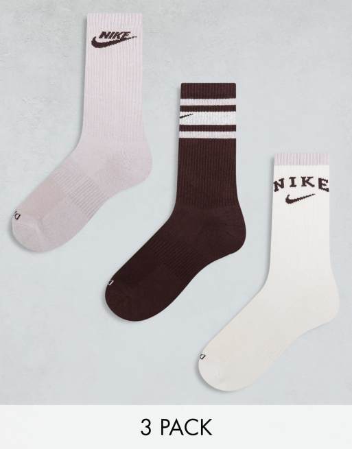 Nike Everyday Plus Cushioned 3 pack crew socks in burgundy