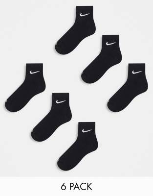 Nike Everyday Plus Cushioned 6 Pack Ankle Socks In Black