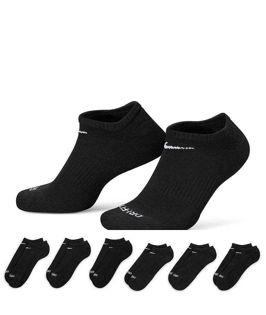 Nike Everyday Plus Cushioned 6 Pack Ankle Socks In Black