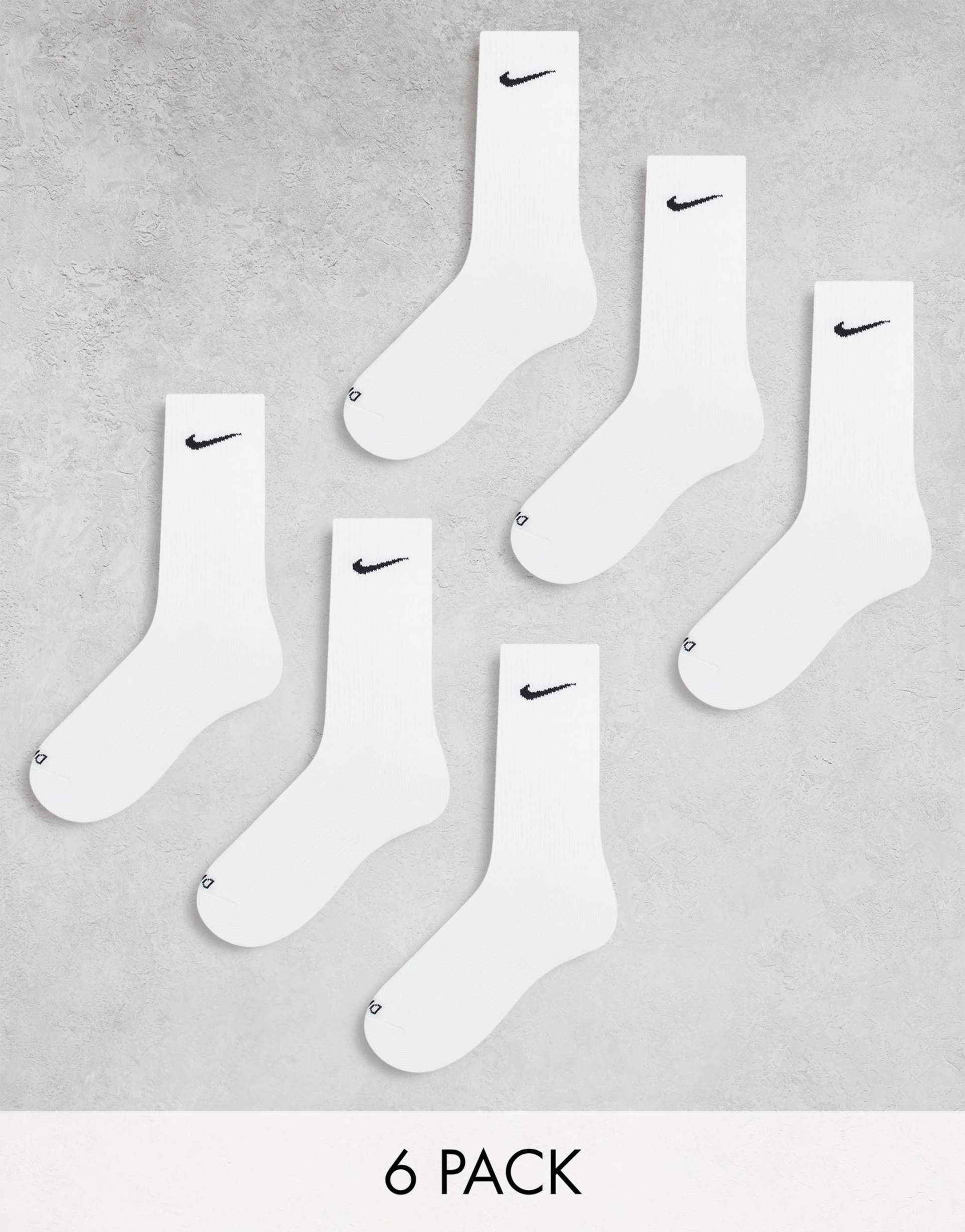 nike everyday plus cushioned 6 pack crew socks in white