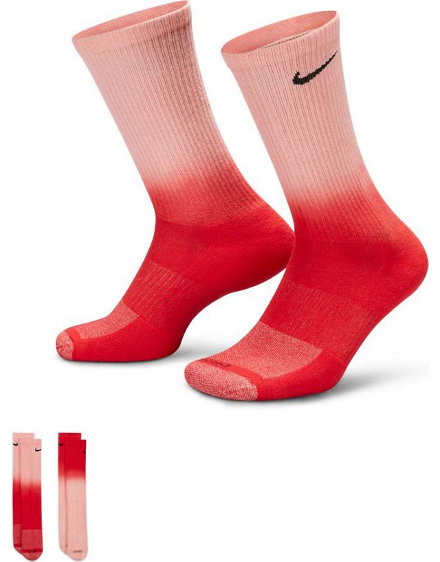 Nike Everyday Plus Cushioned crew socks in red/pink