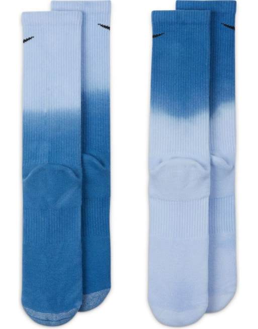 Nike Everyday Plus Cushioned dip-dye 2 pack crew socks in blue, 2 of 4