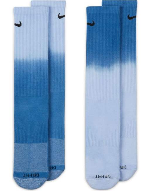 Nike Everyday Plus Cushioned dip-dye 2 pack crew socks in blue, 4 of 4