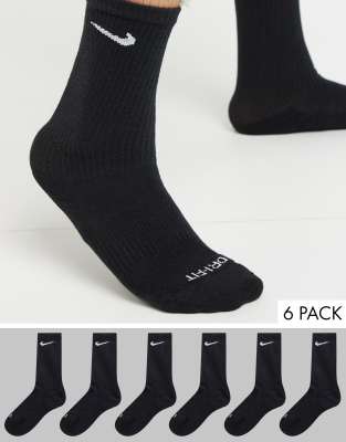 Nike Everyday Plus Cushioned Socks In Black 6 Pack