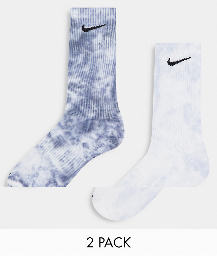 Nike Everyday Plus Cushioned Tie-Dye 2 pack socks in blue