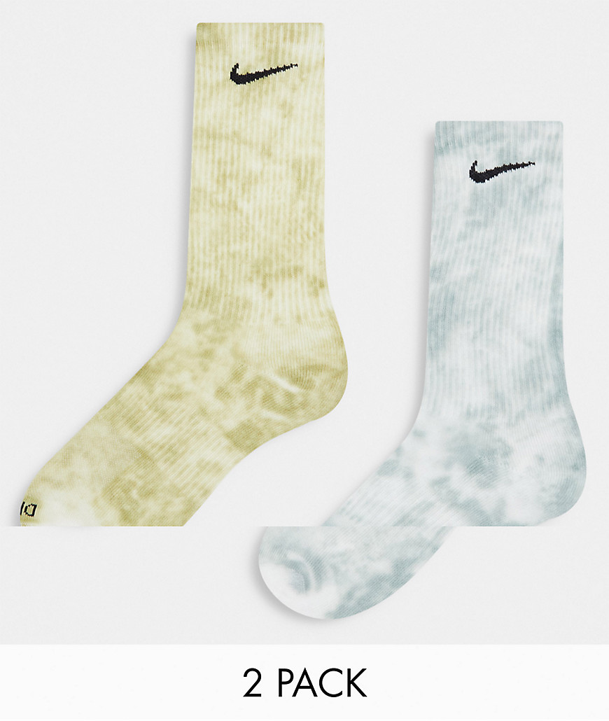 Nike Everyday Plus Cushioned Tie-Dye 2 pack socks in stone-Neutral